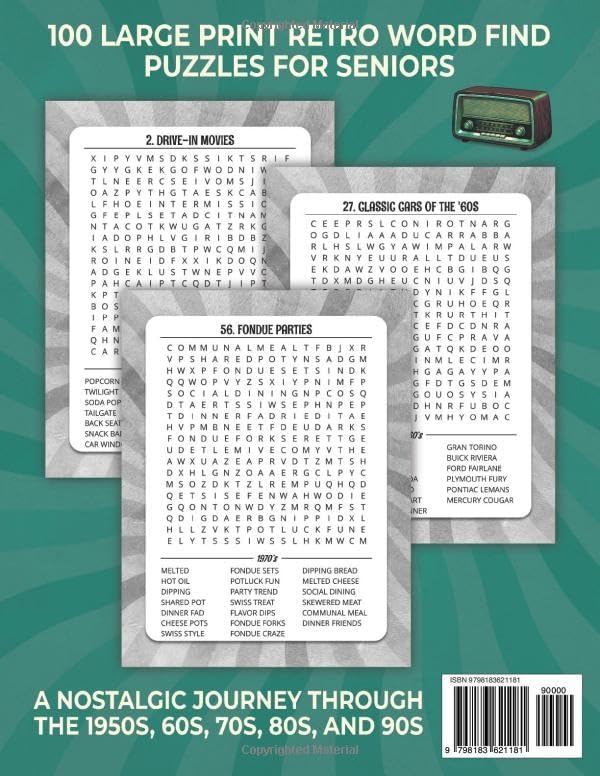 Nostalgic Word Search For Adults: 100 Large Print Retro Word Find Puzzles for Seniors: A Nostalgic Journey Through the 1950s, 60s, 70s, 80s, and 90s by American Puzzle Books