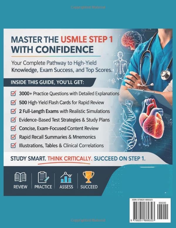 FIRST AID FOR THE USMLE STEP 1 2026–2027: Comprehensive Study Guide with High-Yield Review, 3000 Practice Questions, and Test Strategies for Medical Students by PEDRO J. SCHERER
