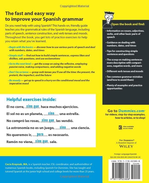 Spanish Grammar For Dummies by Cecie Kraynak