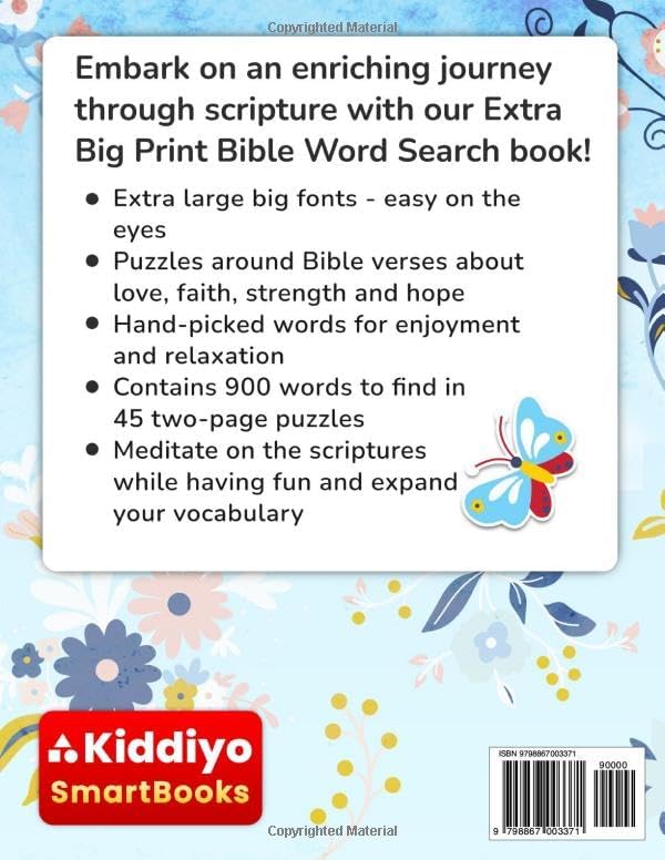 Extra Large Print Word Search Puzzle Book Bible Verses: Jumbo Print Bible Word Search for Seniors and Adults with 30 pt Font by Kiddiyo SmartBooks