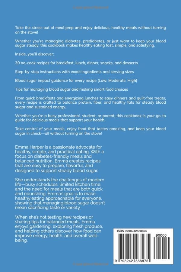 No-Cook Diabetes Cookbook: 30 Easy Recipes for Stable Blood Sugar by Emma Harper
