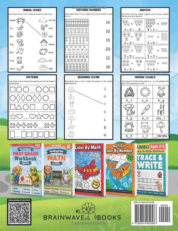 The Complete Kindergarten Workbook: 150+ Fun and Educational Activities to Build Confidence in Math, Reading, Writing, Science, and More for Kids Ages 5-7—Prepare for Academic Excellence! by BrainWave Books