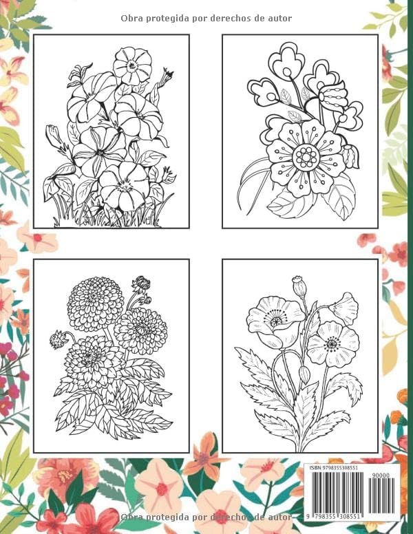 Flowers Coloring Book for Adults (Spanish Edition) by Funtastikk