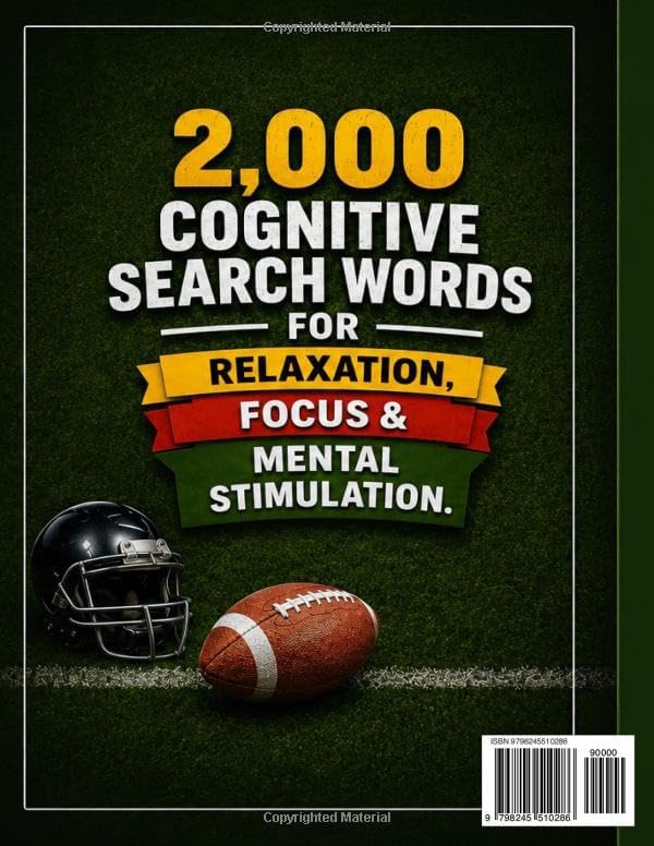 FOOTBALL WORD SEARCH PUZZLES FOR SENIORS: LARGE PRINT 100 PUZZLES 2000 UNIQUE WORDS by Brian R Flynn