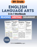 8th Grade ELA Workbook: Reading Comprehension, Writing, and Grammar Practice for Summer Learning and STAAR Test Prep: Master Key ELA Skills with ... Great for summer learning and test prep by Angela Sultzer
