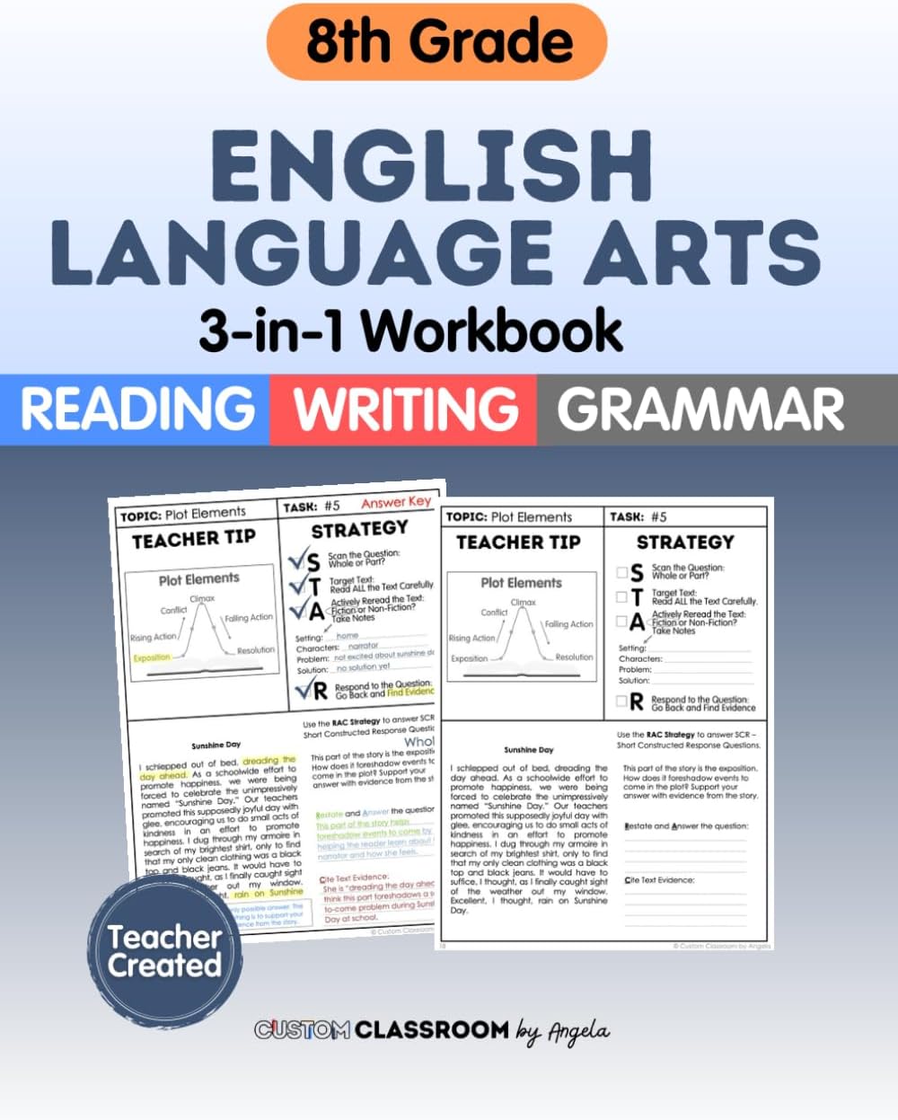 8th Grade ELA Workbook: Reading Comprehension, Writing, and Grammar Practice for Summer Learning and STAAR Test Prep: Master Key ELA Skills with ... Great for summer learning and test prep by Angela Sultzer