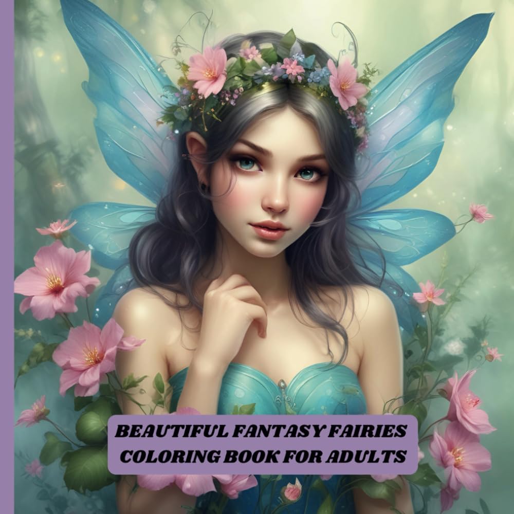 Beautiful Fantasy Fairies Coloring Book For Adults: 52 coloring pages of magical fairies (Fantasy Coloring Books) by PSC Coloring Books
