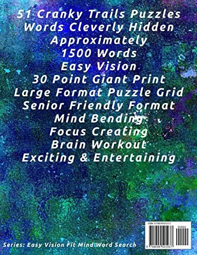 Word Search Book For Seniors: Pro Vision Friendly, 51 Cranky Trails Puzzles, 30 Pt. Extra Large Print, Vol. 47 (Easy Vision Fit Mind Word Search) by Mark English