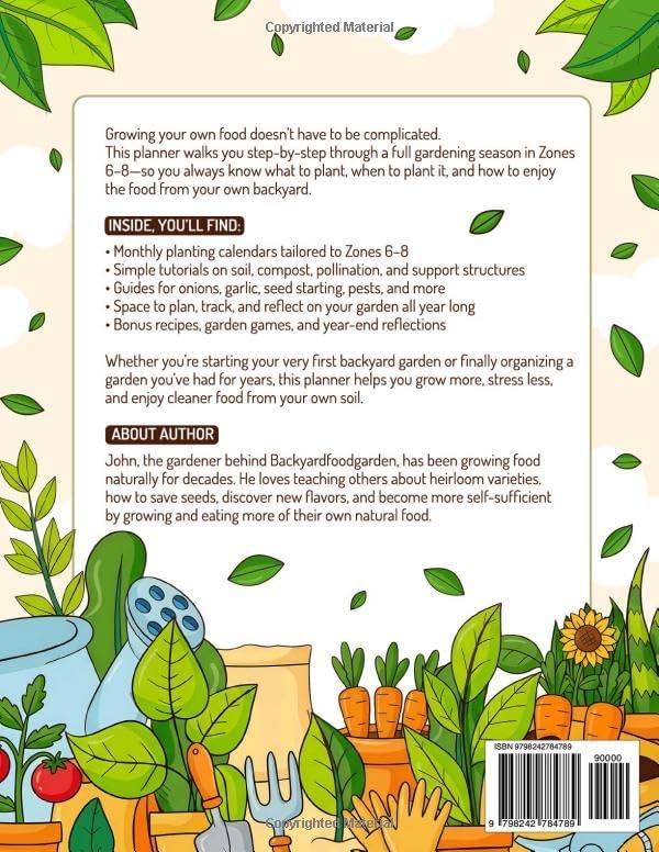 Beginner Garden Planner for Zones 6-8: A Full Season Growing Guide with Recipes, Tips & Tutorials by Backyardfoodgarden