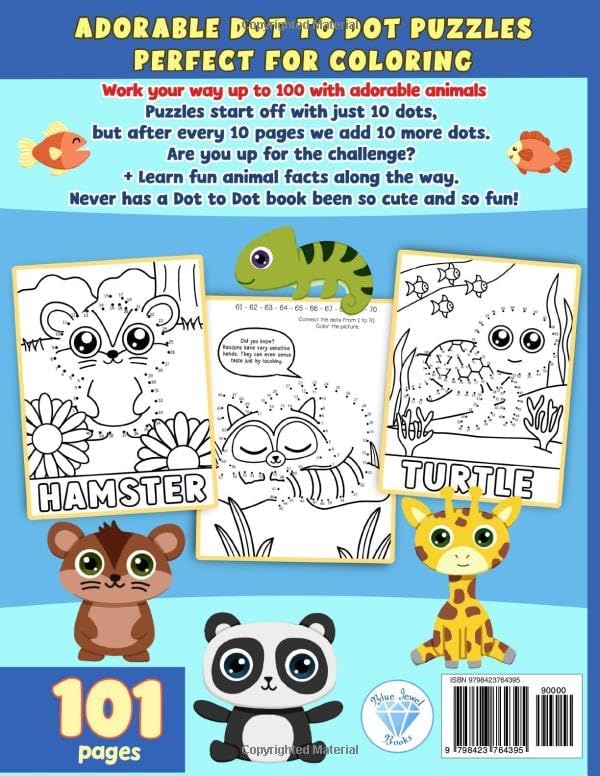 Dot to Dot Coloring Book: 101 Dot to Dots to Connect and Color for Kids Ages 4-8 (Coloring and Activity Books for Children) by Blue Jewel Books