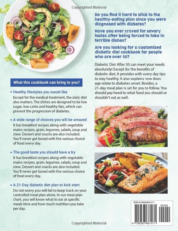 The Complete Diabetic Diet After 50: Low-Sugar and Low-Carbs Recipes with 21-Day Meal Plan for People Over 50 to Live a Healthy Lifestyle by Eric Baker