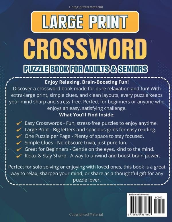Easy Crossword Puzzle Books For Seniors and Adults - Extra Large Print: Fun and Engaging Brain Exercises To Keep Your Mind Sharp and Healthy, Perfect Gift for Cross Word Lover by Sontodo Publishing