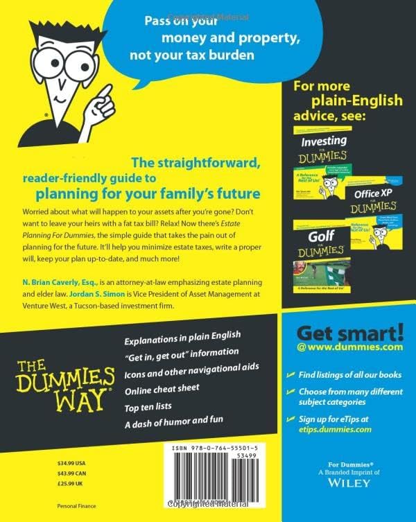 Estate Planning For Dummies (For Dummies Series) by N. Brian Caverly
