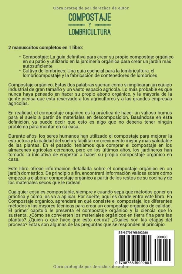 Compostaje y Lombricultura: Todo lo que necesita saber sobre la elaboración de un abono orgánico, la lombricultura, el vermicompostaje y la ... lombrices (Autosostenible) (Spanish Edition) by Dion Rosser