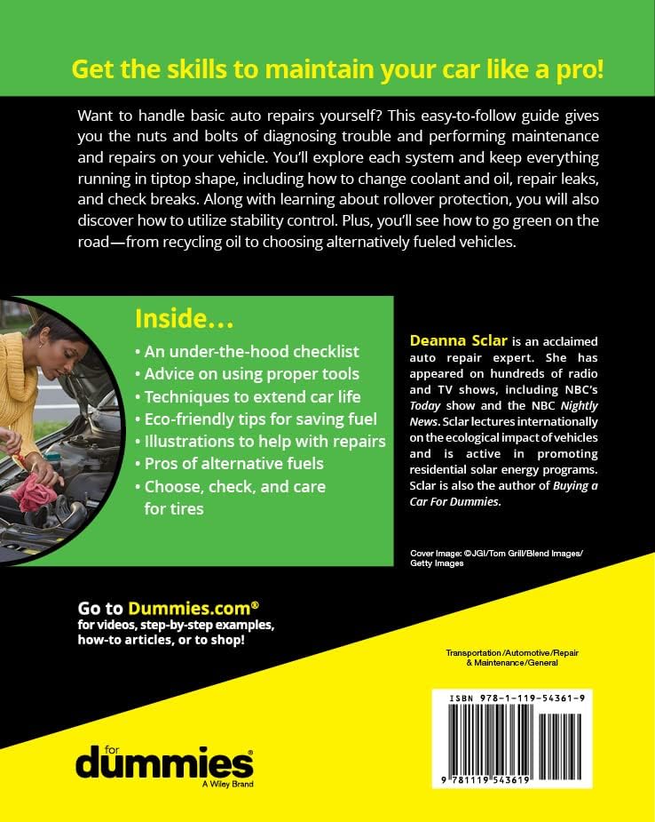 Auto Repair For Dummies by Deanna Sclar