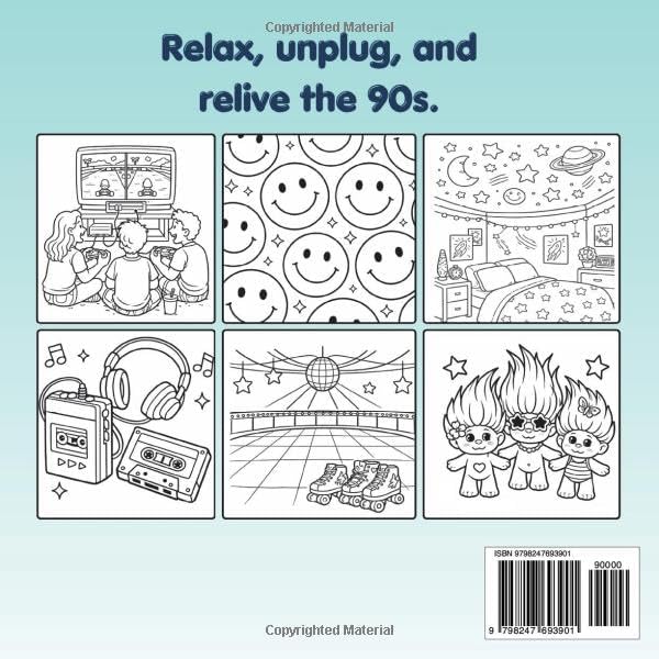 90s Nostalgia Coloring Book: A Relaxing Coloring Book for Adults and Kids Featuring Retro 1990s Scenes, Patterns, and Mandalas by Prado Publishing
