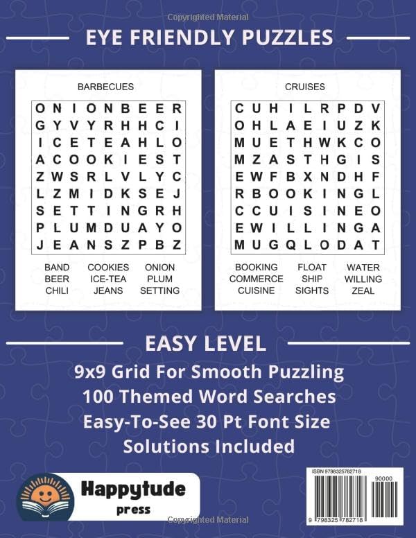 Extra Large Print Word Search: Easy Word Find Book For Seniors & Adults, 100 Themed Puzzles With Very Big Letters (Jumbo 30 Pt Font Size) - Anti Eye ... Letters (30 Font Size) To Have Fun And Relax) by Happytude Press