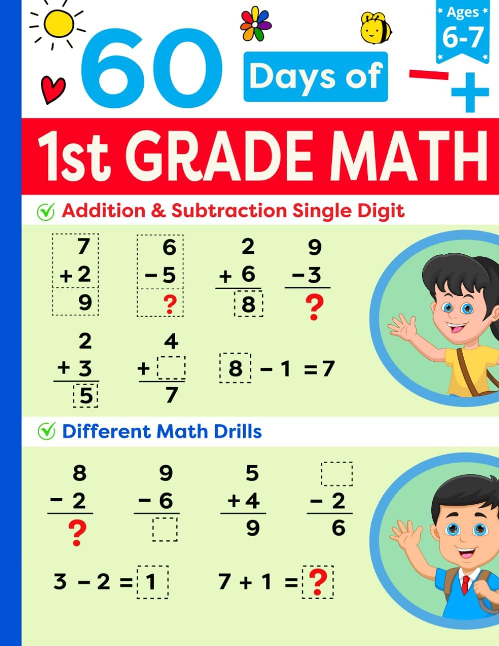 1st Grade Math Summer Workbook Ages 6-7: 1st Grade Workbook Pages Featuring Simple Addition, Subtraction & More | Summer Math Enrichment For Your Kids (Math Ninjas - Children Math Essentials) by Math Ninjas