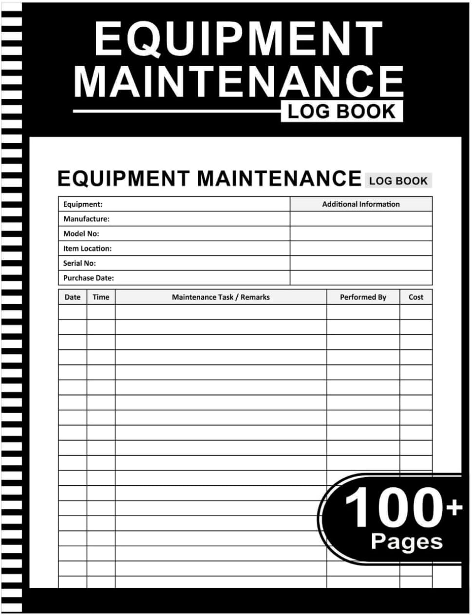 Equipment Maintenance Log Book: Daily Preventive Care for Repairs & Service of Machinery, Repairs and Maintenance Record Book - 8.5" x 11" 100+ Pages by Wendy Brinton