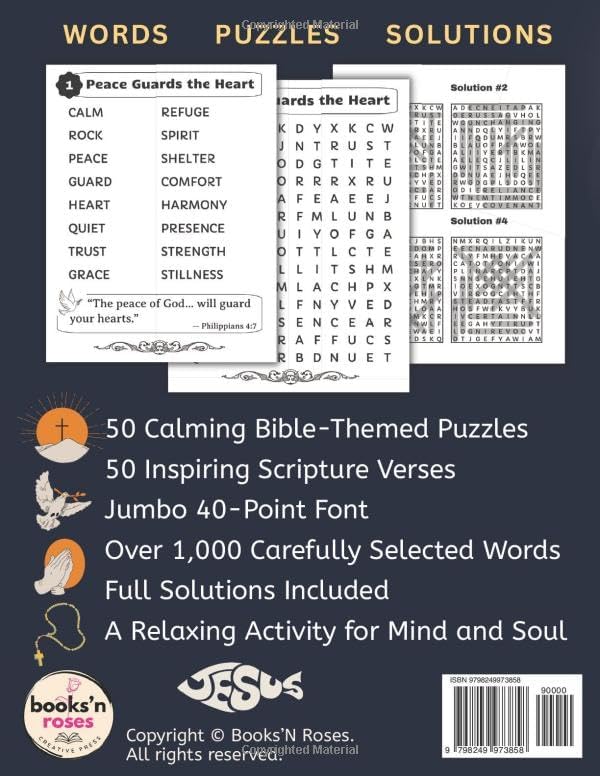 Bible Word Search Extra Large Jumbo Print for Adults & Seniors: Easy Word Finds with Scripture Verses & Quotes - Christian Activity for Elderly (Jumbo Word Search Puzzle Books for Adults) by Books 'N Roses