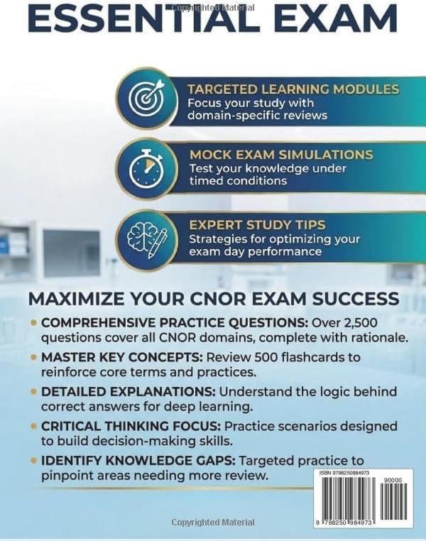 CNOR STUDY GUIDE 2026: Comprehensive Test Prep Review for the Certified Perioperative Nurse Exam with 2,500 Practice Questions. 500 Flashcards, and Detailed Answer Explanations by Louis Donnell