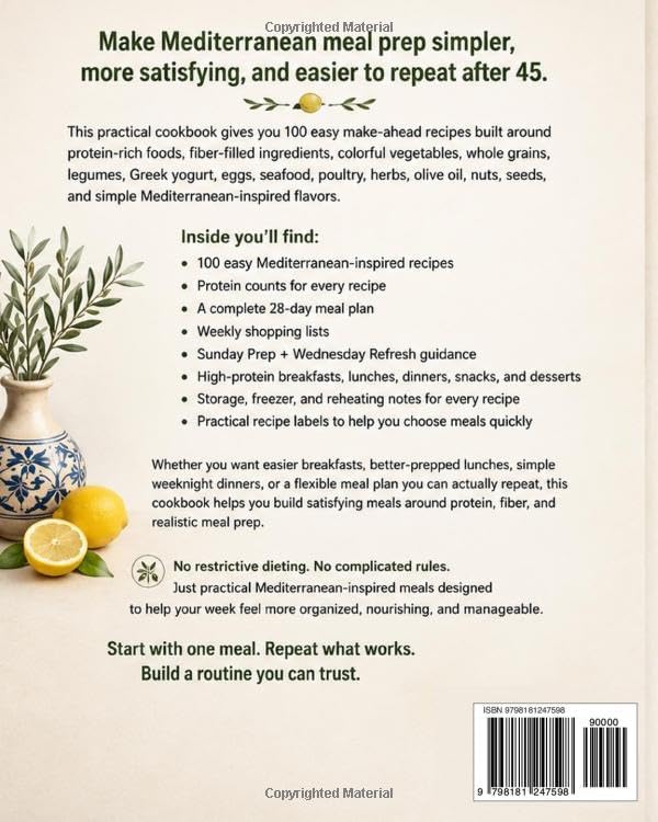 The High-Protein Mediterranean Meal Prep Cookbook for Women Over 45: 100 Easy Make-Ahead Recipes with Protein Counts, a 28-Day Meal Plan, and Simple Meals for Energy, Gut Health, and Healthy Aging by Skylar Nourish