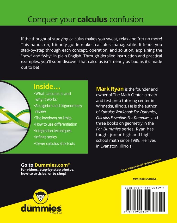 Calculus For Dummies (For Dummies (Lifestyle)) by Mark Ryan