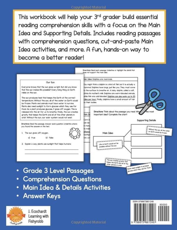 Main Idea Third Grade Reading Passages with Comprehension Passages: 3rd Grade Main Idea and Supporting Details Workbook (Comprehension Builders) by J. Ecochardt