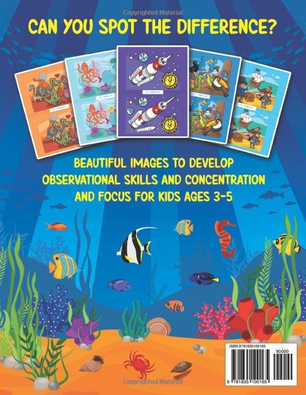 Spot the Difference Book for Kids ages 3-5: 65+ Puzzles - 300+ Differences | Seek and Find Hidden Picture Activity Book for 3-4, 4-5 | Fun Gifts for 3, 4 and 5 Year Old Children by Splendid Youth