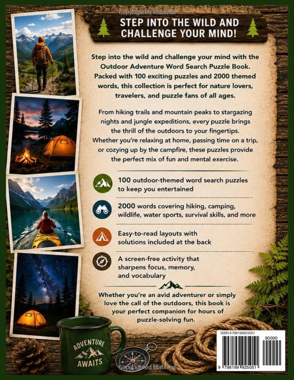 Outdoor Adventure Word Search: 100 Outdoor-Themed Puzzles to Keep Your Brain Sharp: Relax, Focus, and Boost Memory ... Nature Lovers, Travelers, and Outdoor Enthusiasts by Maya Reflects