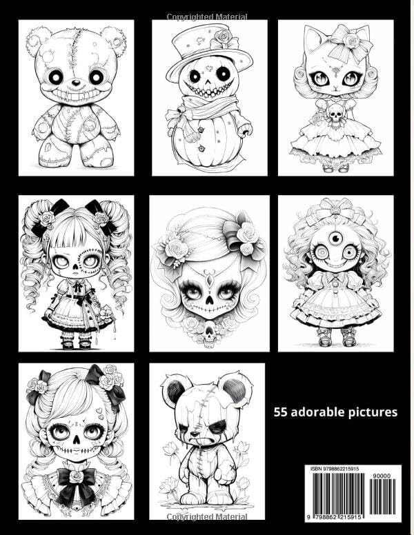 Adorable Creepy Coloring Book with Spooky Gothic Cute Kawaii Creatures Monsters and Animals for Adults and Teens: Easy Halloween Coloring Activity for Fun and Relaxation (Spooky Cute Coloring Books) by Lily May Kolorz