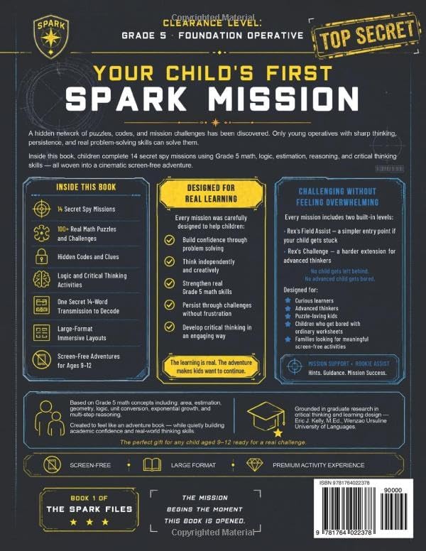 Critical Thinking Workbook Math Grade 5: Spy Math Puzzles and Brain-Building Thinking Challenges for Smart Kids Ages 9-12: Solve 14 Real Missions in ... - Screen-Free Large Format Activity Workbook by Eric J Kelly