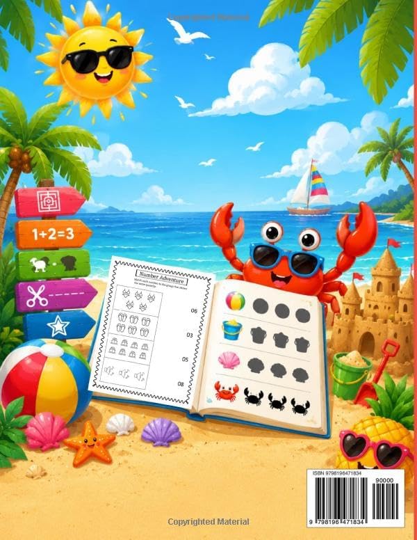 Summer Activity Book for Kids Ages 4–8: Mazes, Counting, Cut and Paste, Shadow Matching, Spot the Difference & More Summer Fun! by Ornella Peterson
