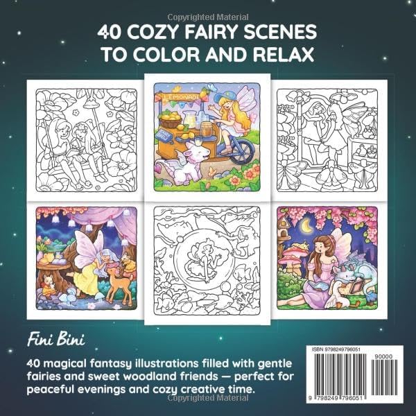 Cozy Fairies: Cute Fantasy Coloring Book for Adults and Teens | Magical Fairy Scenes for Relaxation (Magical Girls Collection) by Fini Bini