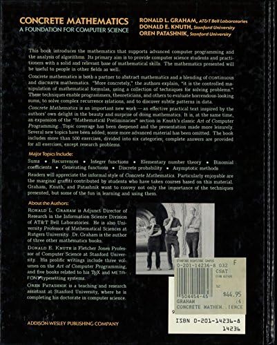 Concrete Mathematics: A Foundation for Computer Science (2nd Edition) by Ronald Graham