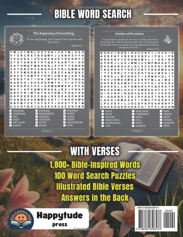 Big Bible Word Search for Adults and Seniors: Large Print Christian Puzzle Book | 100 Easy-to-Read Relaxing Word Find Puzzles with Biblical Verses from Scripture by Happytude Press
