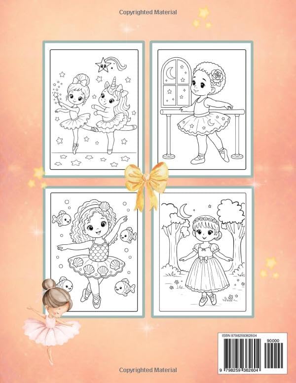 Ballerina Coloring Book for Girls Ages 3-5: 50 Cute Ballet and Dance Coloring Pages for Toddlers and Preschoolers by Alice Dorat