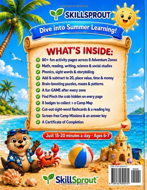 Summer Splash: A First-to-Second-Grade Summer Activity Workbook for Ages 6–7 (Summer Splash Workbook) by Skill sprout