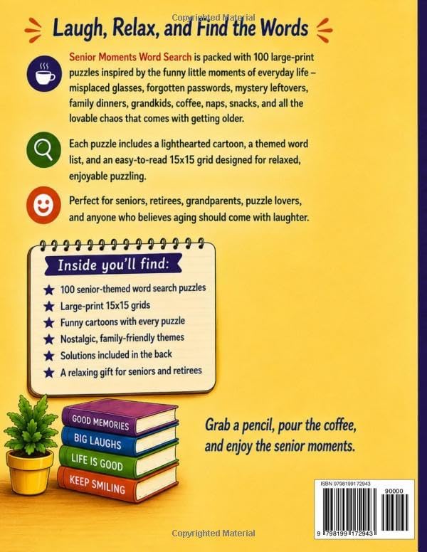 Senior Moments Word Search: 100 Large-Print Puzzles Full of Laughs, Nostalgia & Everyday Senior Moments by Ms. Claire Whitmore