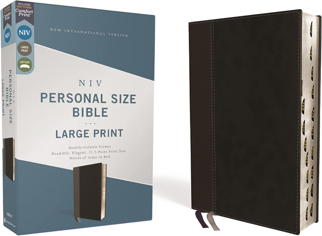 NIV, Personal Size Bible, Large Print, Leathersoft, Black, Red Letter, Thumb Indexed, Comfort Print by Zondervan