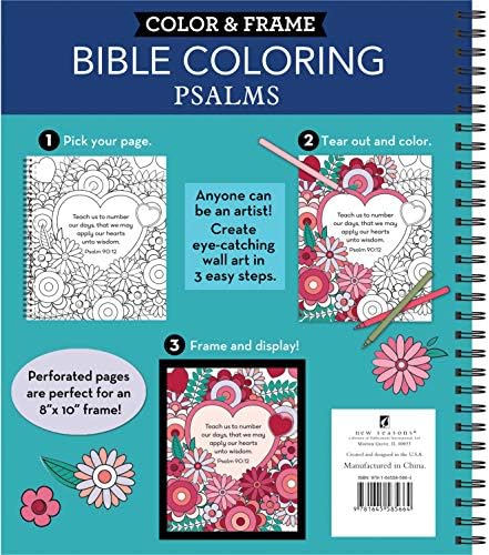 Color & Frame - Bible Coloring: Psalms: 63 Coloring Pages with Bible Verses | Christian Devotional Book Gift for Women, Adults, Teens & Faith-Based Relaxation | Perforated, Spiral Bound by New Seasons
