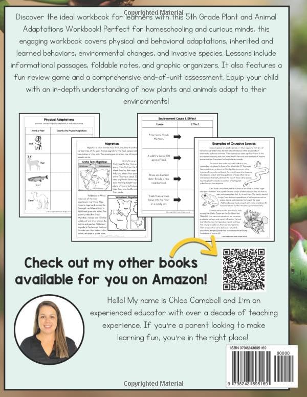 Animals & Plants Adaptations in Nature: NGSS Science Workbook Grade 5: Life Science Workbook for Kids by Chloe Campbell