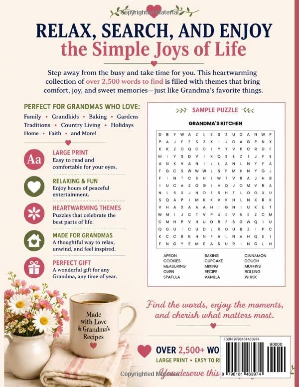 Large Print Grandma's Word Search Activity Book: Big Print Word Puzzles For Adults, Seniors, and Teens by Lane Archer