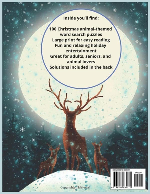 Christmas Animals Word Search Puzzle Book: 100 Large Print Holiday Wildlife Puzzles by Brian McClanahan