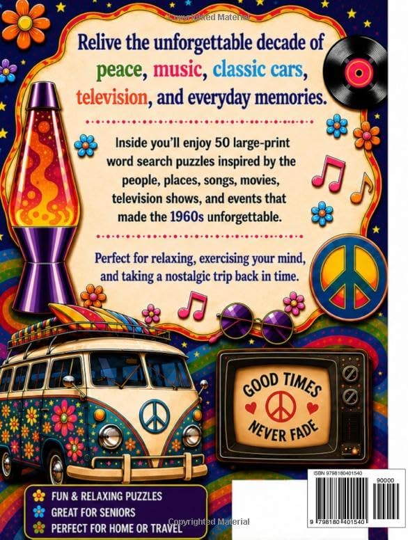 Senior Large Print 1960s Word Search: Nostalgia Puzzles for Seniors by Bobby Curtis