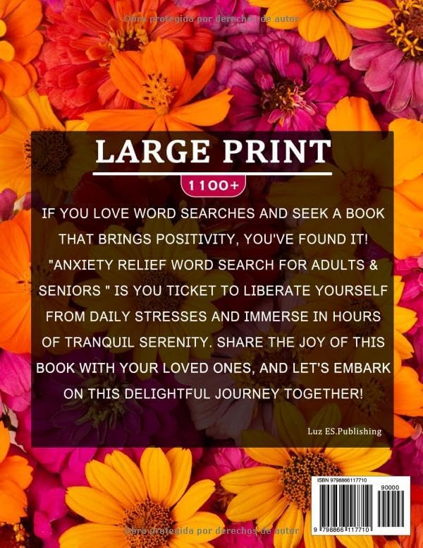 Large Print Spanish Word Search For Adults & Seniors: Spanish Word Search Puzzle Book for Adults and Seniors in Large Print Format with All Solutions ... para adultos mayores) (Spanish Edition) by Luz ES.Publishing