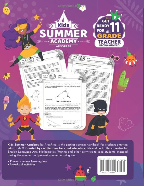 Kids Summer Academy by ArgoPrep - Grades 10-11: 8 Weeks of Math, ELA and SAT PREP + Fitness | Online Access Included | Prevent Summer Learning Loss by ArgoPrep