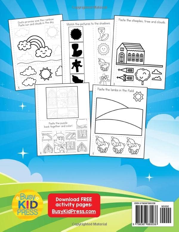 Bible Fun Cut and Paste Preschool Workbook: Coloring and Cutting Kids Christian Activity Book by Busy Kid Press