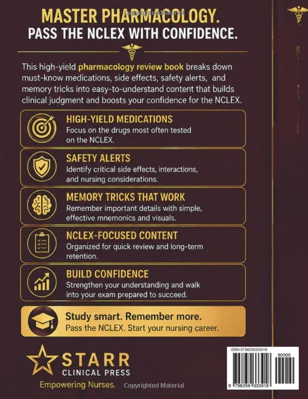 Next-Gen NCLEX Pharmacology Review Book: High-Yield Medications, Side Effects, Safety Alerts & Memory Tricks to Pass the NCLEX (Starr Clinical Press NCLEX Success Series) by Linda Starr