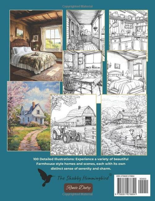 100 Calming Scenic Farm Homescapes: Adult Coloring Book: For relaxation, mindfulness, stress relief, fun and enjoyment (Scenic Coloring Books for Adults) by Renee Duty